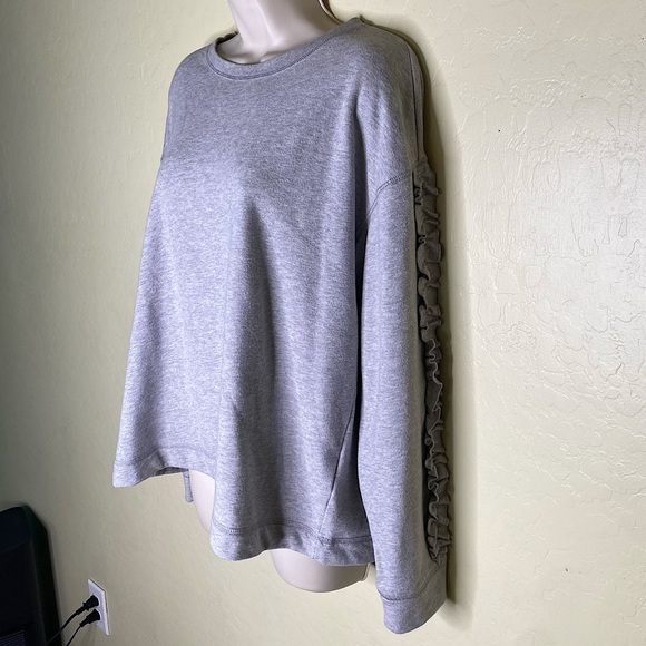 Lauren Ralph Lauren Ruffled Sleeves Pullover Sweatshirt Gray Size L - Picture 5 of 15